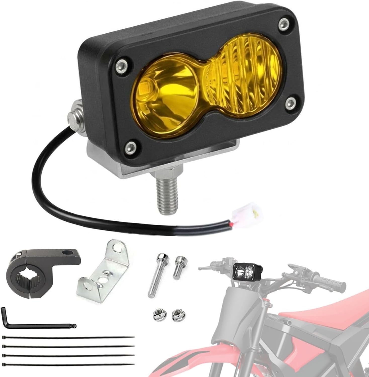 Yozma IN 10 ダートピットバイクデュアルビームヘッドライト、20W LED ヘッドライト 6500K プラグプレイオートバイ補助ライトに適合