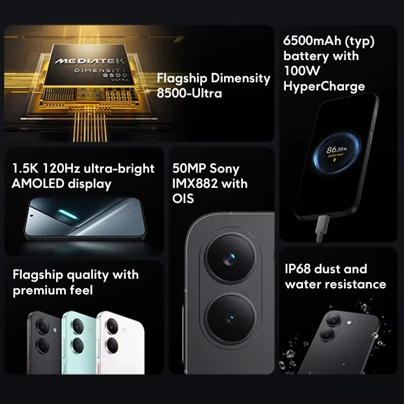 グローバルバージョン POCO X8 Pro スマートフォン MTK Dimensity 8500-Ultra 6500mAh バッテリー 6.59" 1.5K 120Hz AMOLED ディスプレイ 50MP カメラ