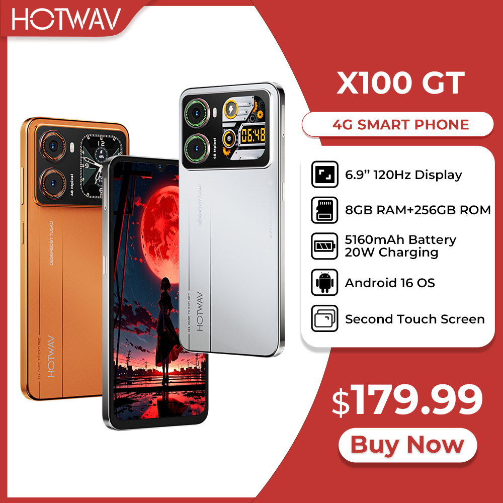 HOTWAV X100 GT Android 16 スマートフォン 6.9 ''120Hz 48MP 5160mAh 20 ワット携帯電話セカンドスクリーン 8 ギガバイト 256 ギガバイト IR ブラスター携帯電話