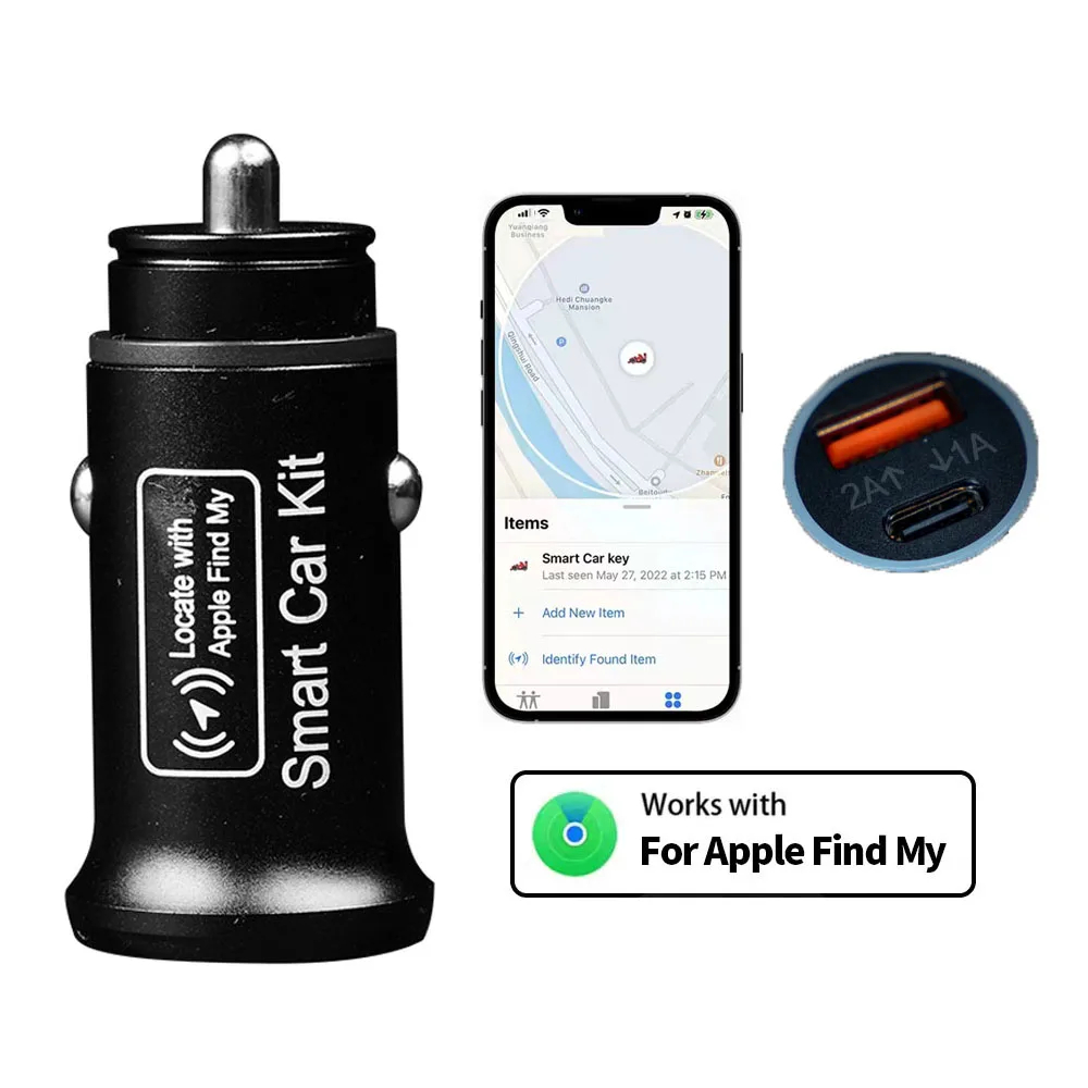 車の充電 GPS ロケーター トラッカー 20 ワット USB 電話充電器急速充電タイプ C QC3.0 iPhone で Find My Apple 公式アプリ