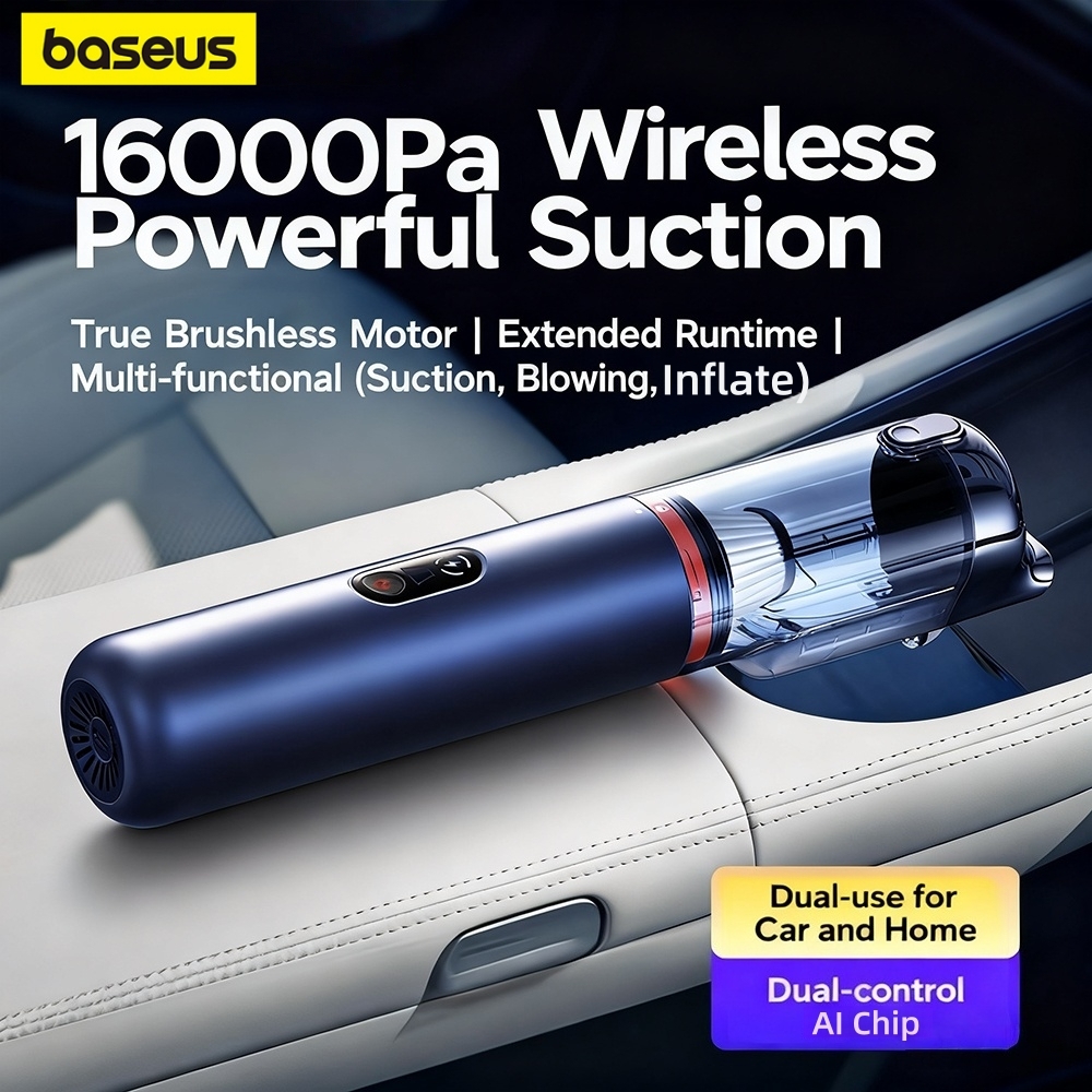 Baseus A5 ワイヤレス車掃除機 16000Pa 車の内部クリーニング家庭用強力なポータブルハンドヘルド自動車掃除機