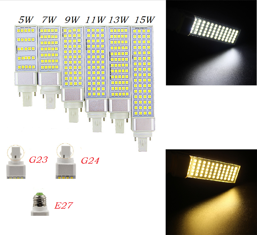 Lampada G23 G24 E27 5W 7W 9W 11W 13W 15W 85V-265V/AC 水平プラグランプ SMD5050 Bombillas LED PL コーン電球スポットライト CE RoHS