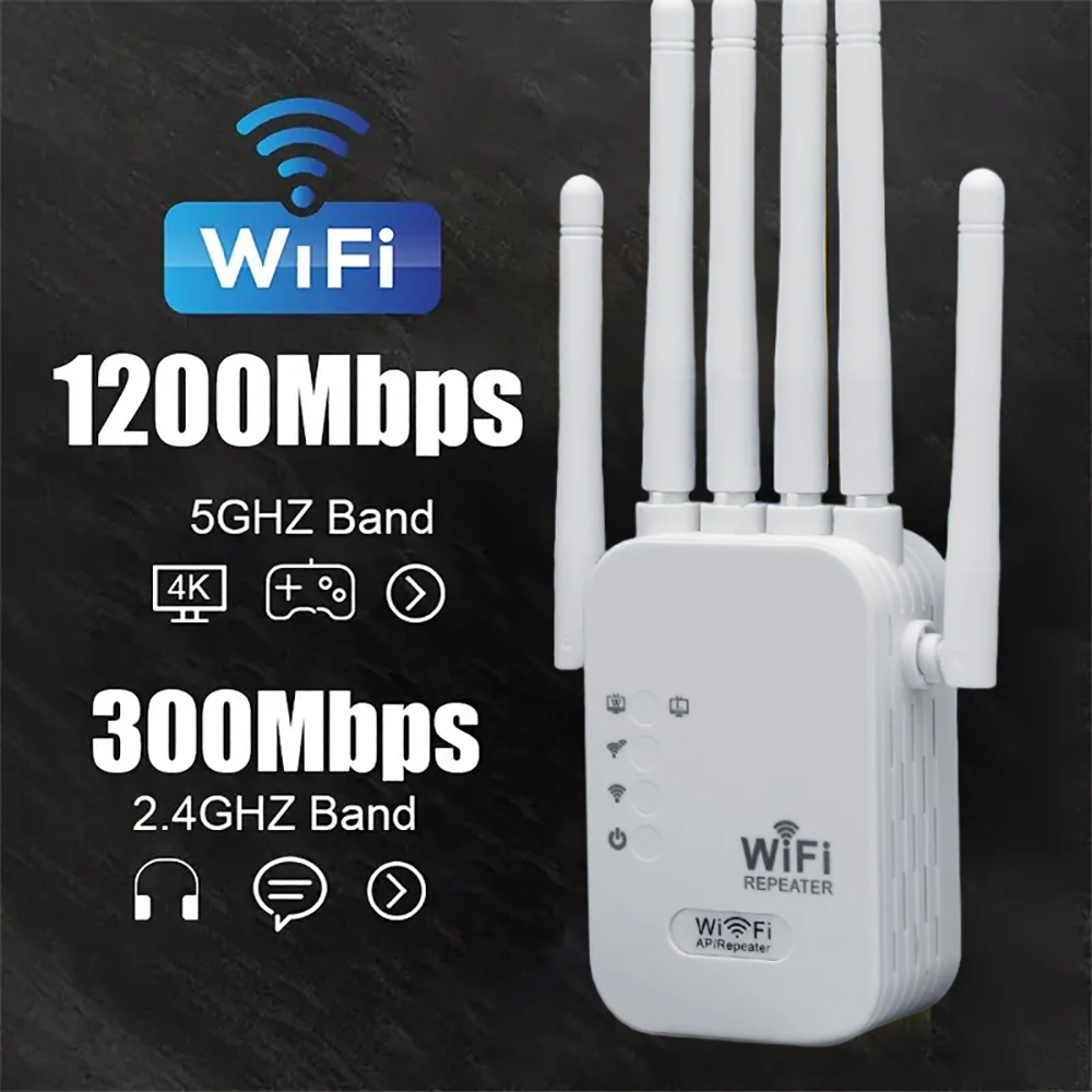 1200Mbps ワイヤレス WiFi リピーター WIFI エクステンダー信号ブースター 2.4G 5G デュアルバンドネットワーク 802.11ac WiFi アンプルーター