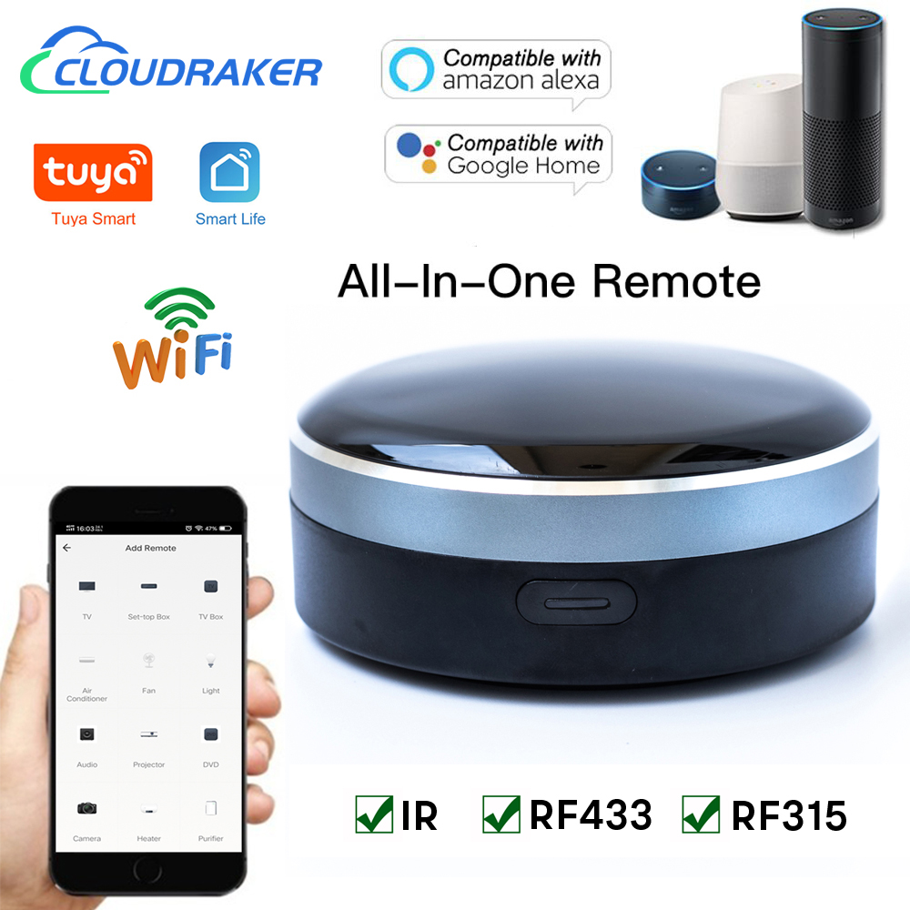 Tuya IR RF 433/315 ユニバーサル WIFI スマートリモコンテレビ AC カーテンローラーシャッター用 Alexa Google Home Siri で動作