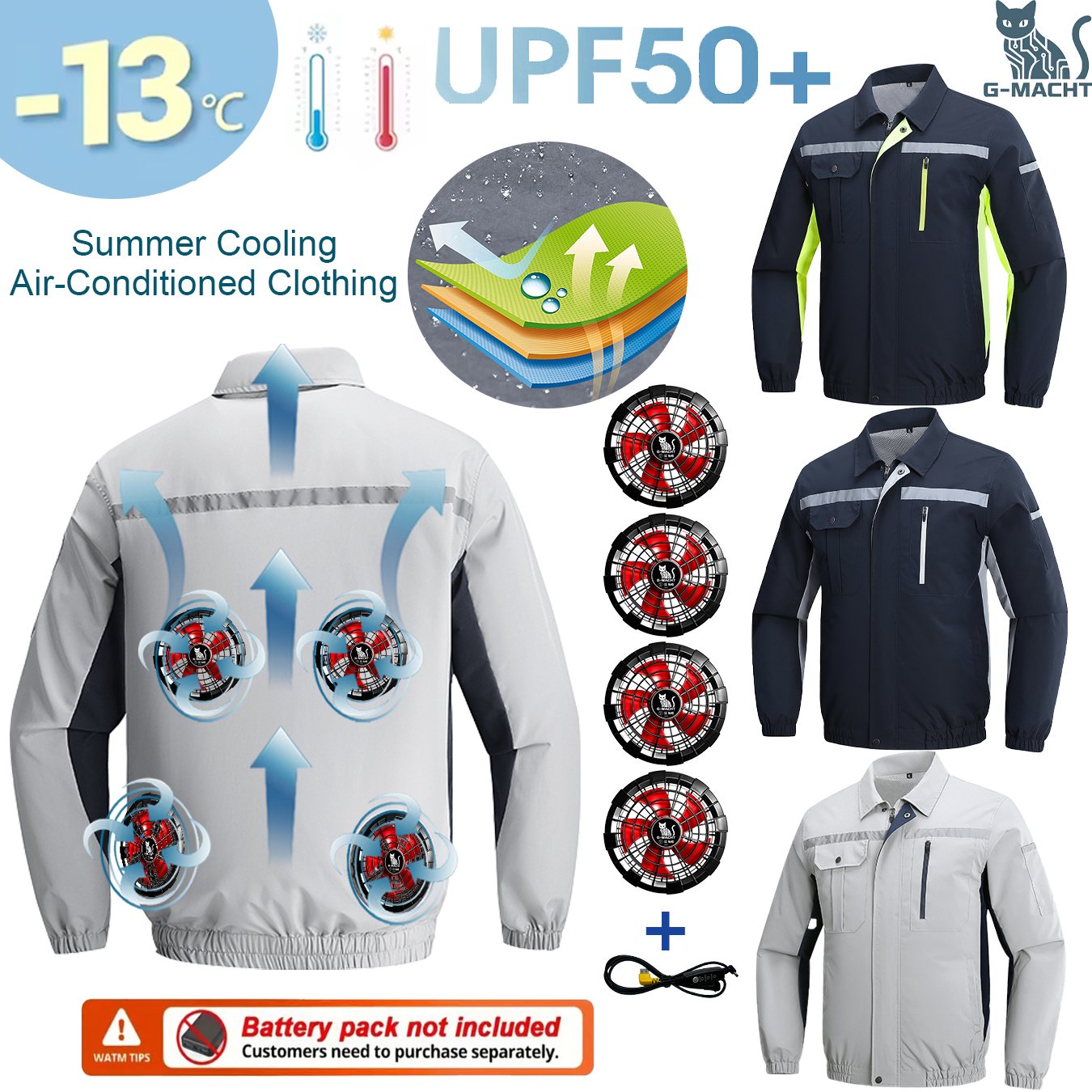 USB 12V/5V ファン冷却ベスト空調服通気性夏クールジャケット男性女性屋外作業釣り耐熱