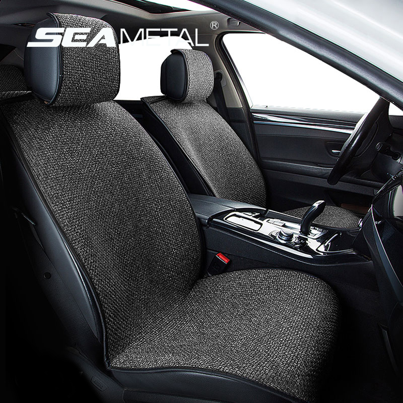 Seametal リネンカーシートカバー四季ユニバーサルシートカバーアンチスリップパッドプロテクターマット夏通気性自動車シートカバー