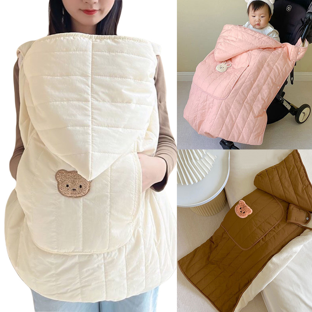 Baby Stroller Blanket Winter Thick Fleece Cloak blanket Newborn Swaddle Wrap Hooded Infant Outdoor Windproof  Blanket
