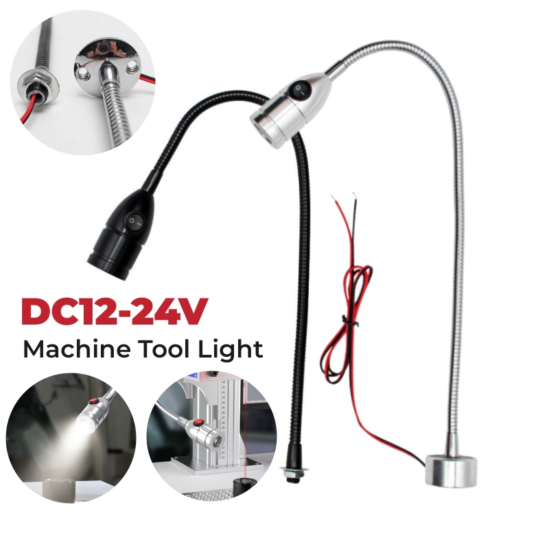 DC12V 24V LED グースネック工作機械ライト 3 ワット工業用ホースワークランプ固定ベースキッチンベッドサイドガレージスポットライトスイッチ付き