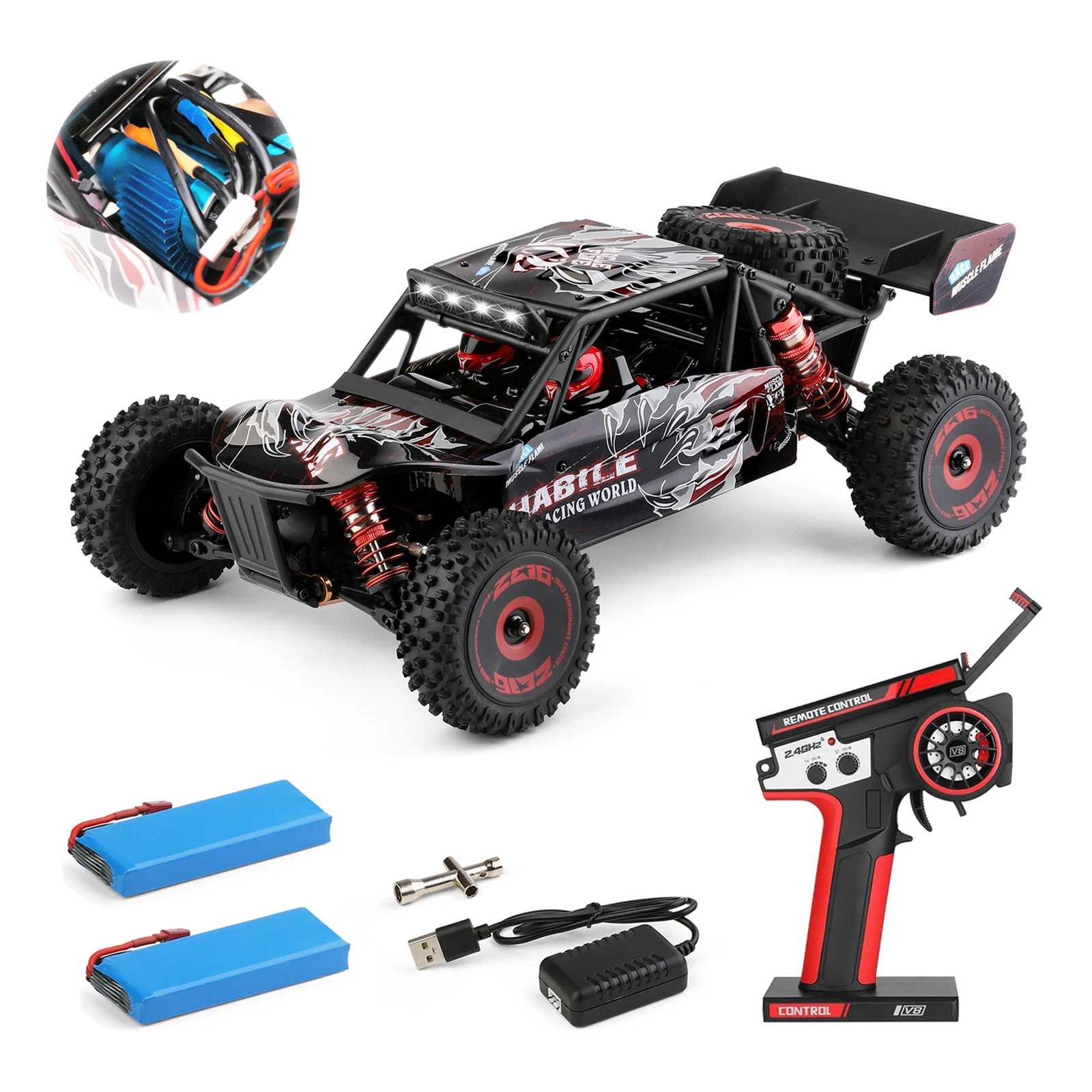 WLtoys 124016(V2) 高速 RC カー、大人用独立 ESC 付き 1/12 ブラシレス RC カー、75km/h、アウトドアやギフトに最適