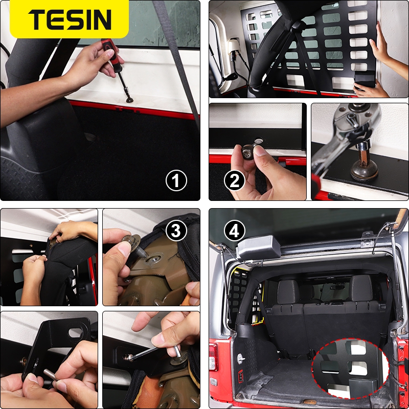 TESIN 車のトランクサイド収納ラック貨物荷物棚ジープラングラー JK 4 ドア 2007-2017 リアラックインテリアアクセサリーに適合