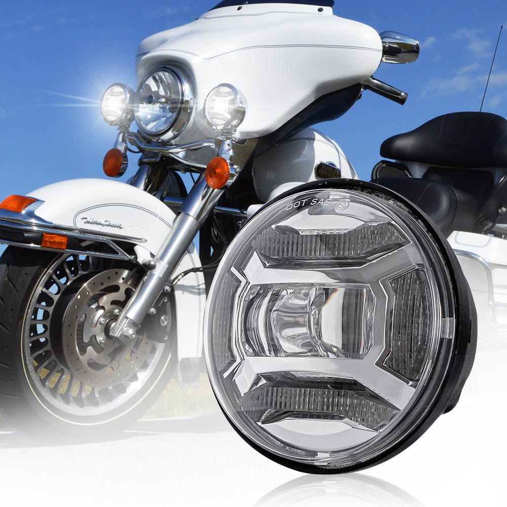 最新の 4.5 インチラウンド LED フォグランプハーレーダビッドソンプロジェクター補助モトヘッドライトオートバイパッシングフォグランプ DRL