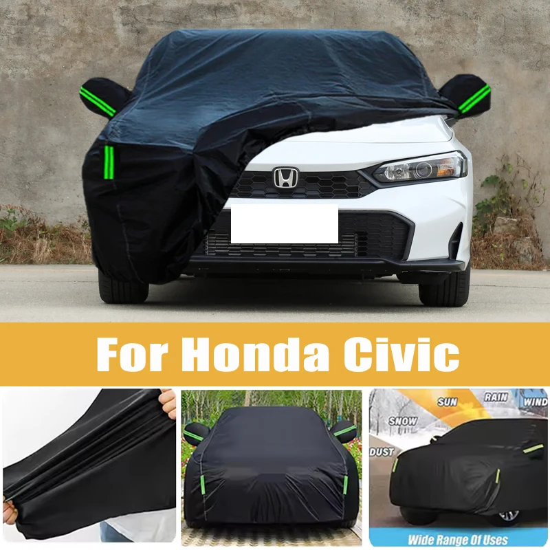 For Honda Civic Full Car Cover Four Seasons Universal Outdoor Sun Anti UV Rain Snow Dust Protection Oxford Cloth Car Accessories