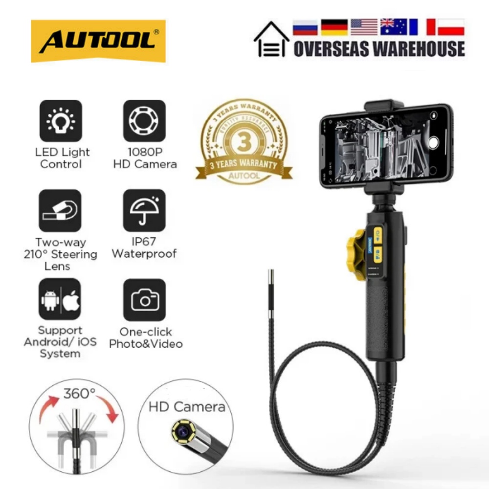 AUTOOL SVB302 自動車工業用内視鏡検査カメラ USB ビデオボアスコープ携帯電話用防水 IP67