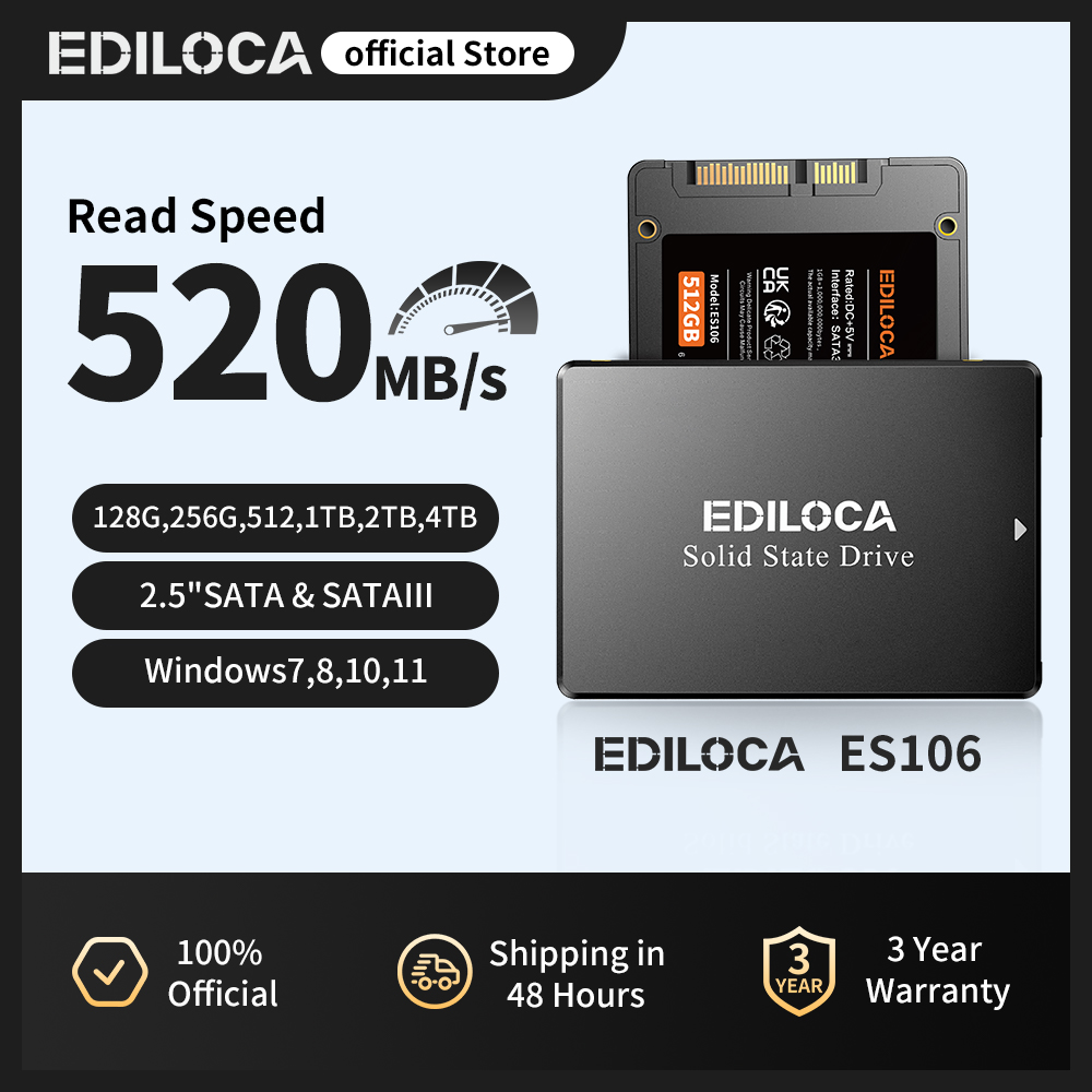 Ediloca ES106 M.2 SATA SSD 6Gb/s NVME 550 MB/s 3D NAND TLC 内蔵ハードドライブ、Ultrabook タブレット コンピュータおよびミニ PC 用
