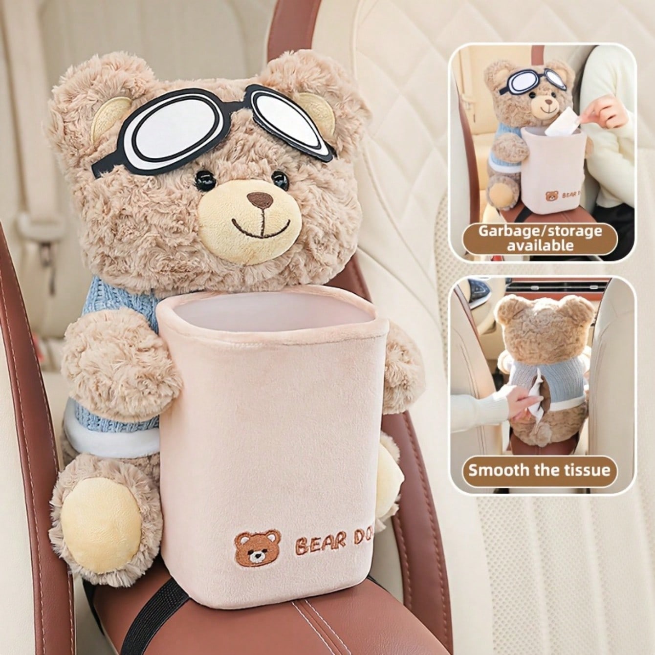 クマのぬいぐるみ 2-in-1 ティッシュホルダー