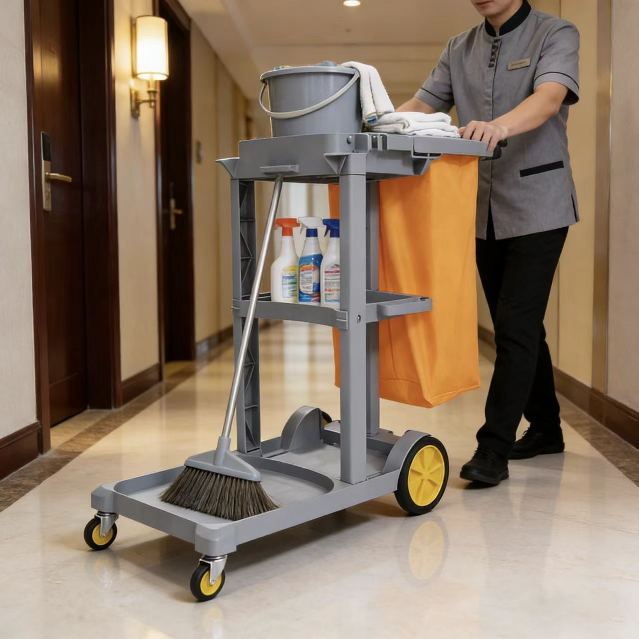 業務用ホテルクリーニングツールカート - YingHui クリーニング YH-C1 多機能用務カート