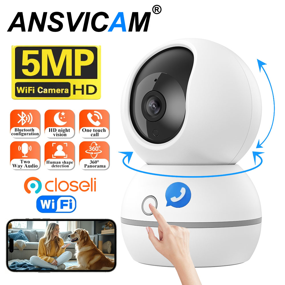2K Wifi  Indoor IP Camera 360° Pan/Tilt HD 1080P Pet & Baby Monitor 2-Way Audio One-Touch Call Auto Tracking IR Night Vision Cam