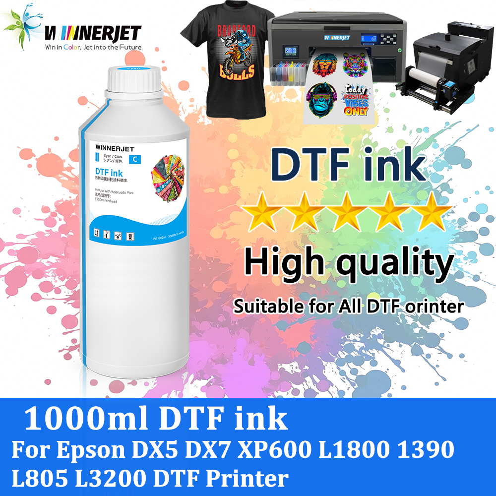 Winnerjet 高品質 1000 ミリリットル白 DTF インクセット DTF フィルム直接転写フィルム熱伝達 Alla プリンタ印刷ノズル