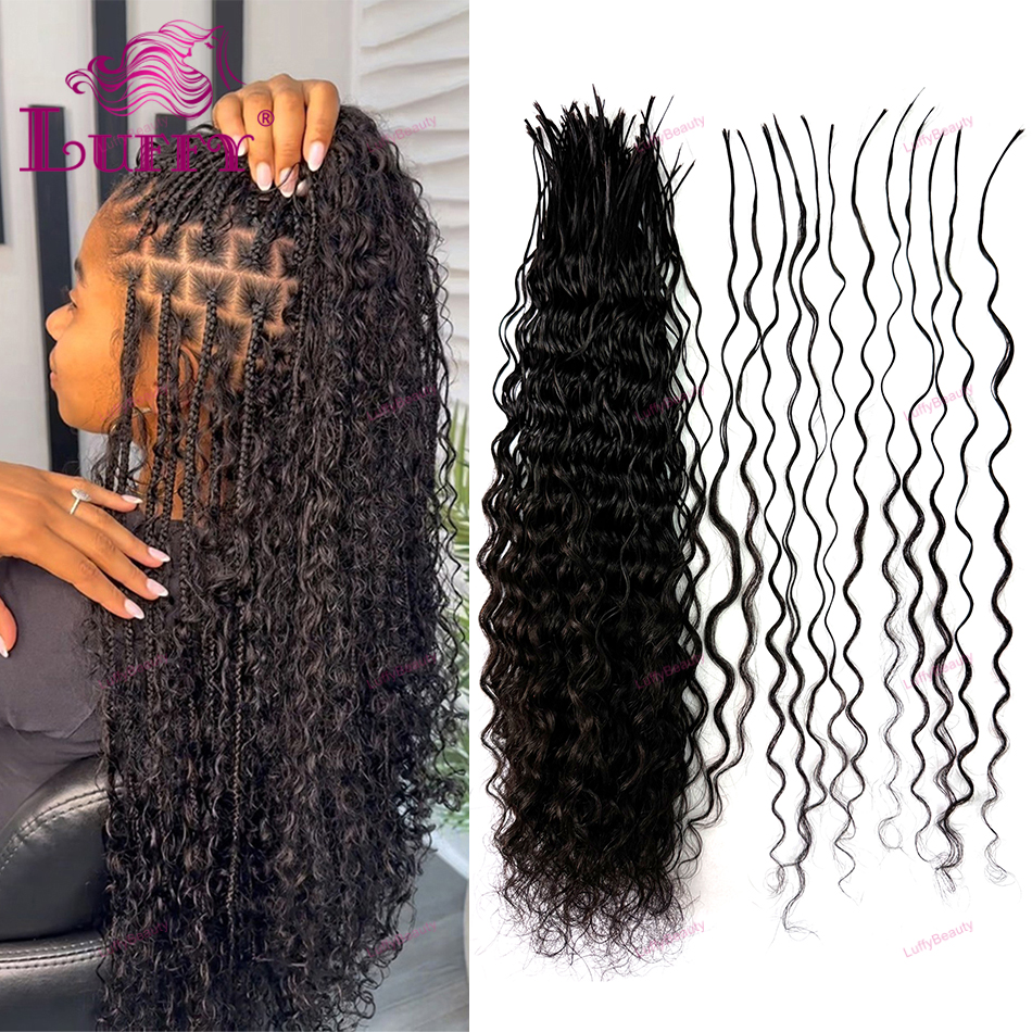 ルースディープウェーブバルク人毛カーリーヘア事前分割編組ダブル描画事前ストレッチヘアエクステンション自由奔放に生きる三つ編み