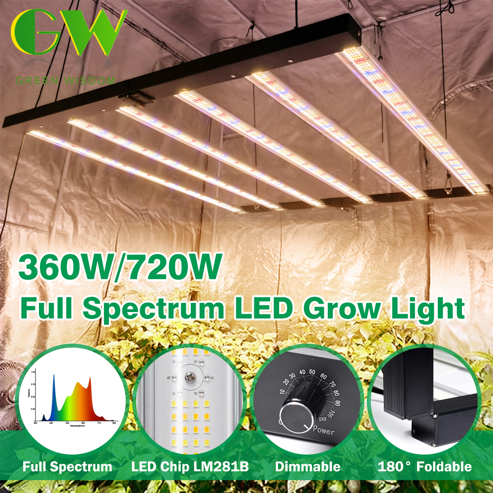 360 ワット 720 ワットフルスペクトル 180 ° 折りたたみ LED 成長ライト AC100-277V LM281B 調光可能なファイトランプ成長テント植栽用