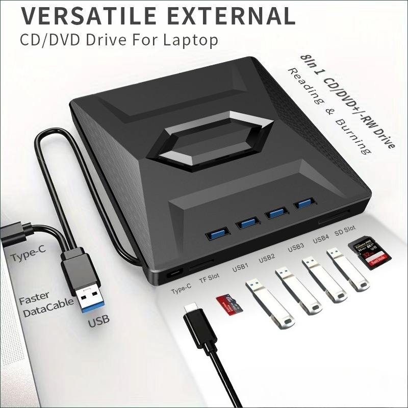 新しい USB 3.0 外部プレーヤー 7-in-1 多機能 DVD BD CD バーナー SD TF カード読み取り機能ドライブ ラップトップ PC 用