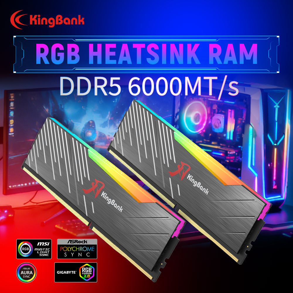 KingBank KRRB DDR5 RGB SoarBladeシリーズ 32GB (16GBx2) 6000MHz 6400MHz Hynix Mダイメモリ Intel XMP 3.0 コンピュータメモリ 288ピン