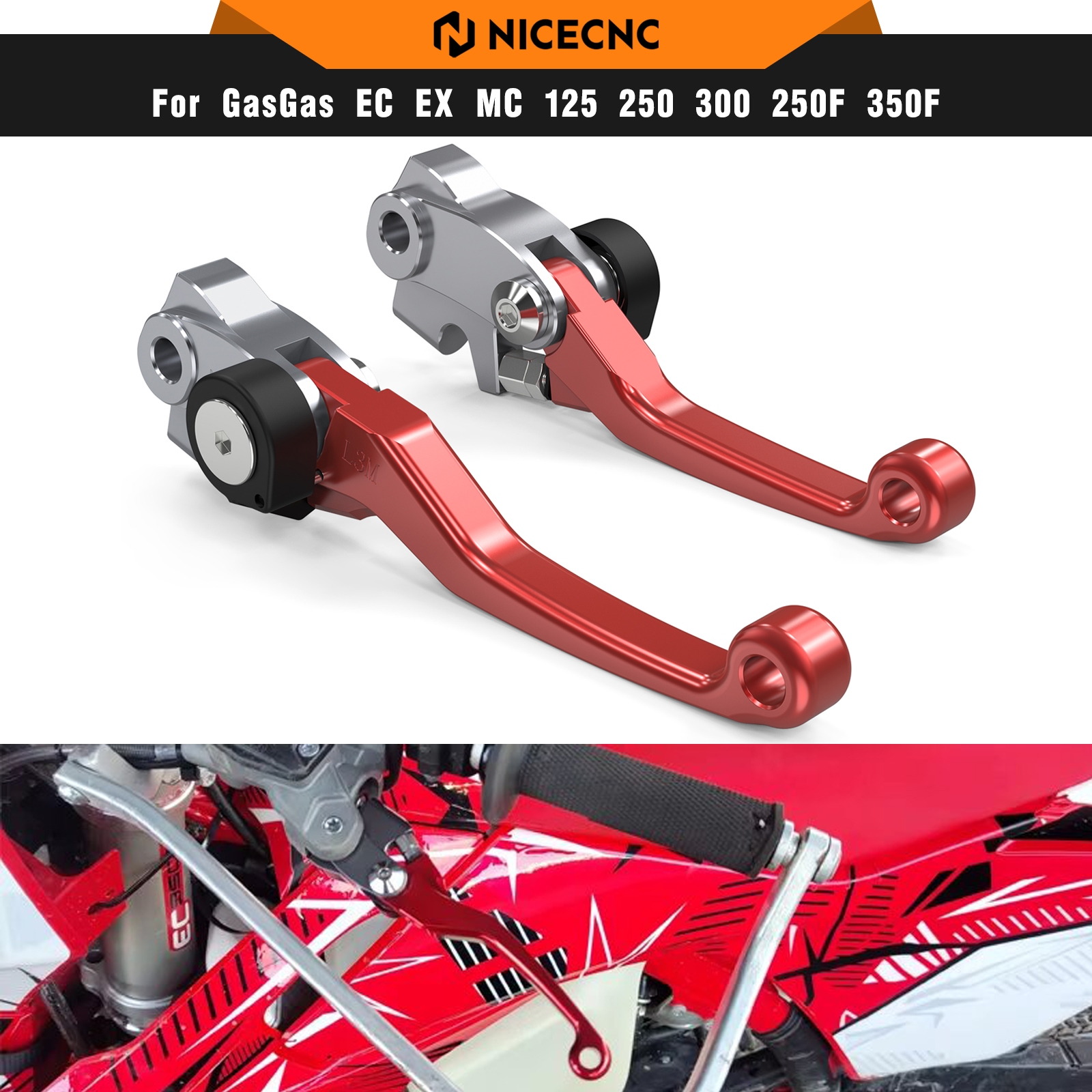 NICECNC ガスガス EC 300 EC 250 2021-2025 BrakTec 折りたたみクラッチレバーブレーキレバーハスクバーナ TE 300 TE 250 FE 450 2022-2024