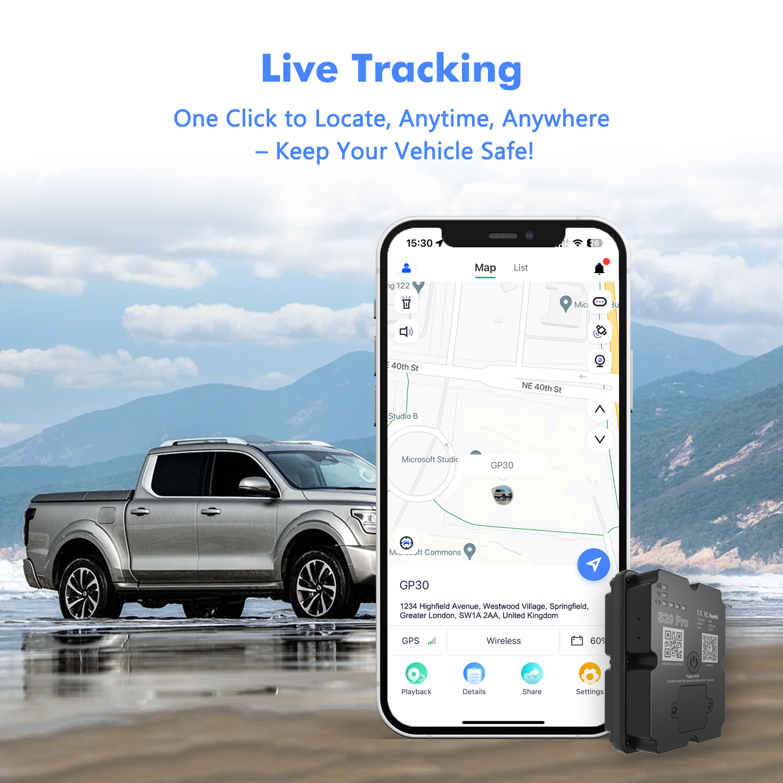 [車用]4G GPS 7500mAh 45日間のバッテリー寿命 強力な磁気取り付け(要加入)自動車トラック盗難防止装置