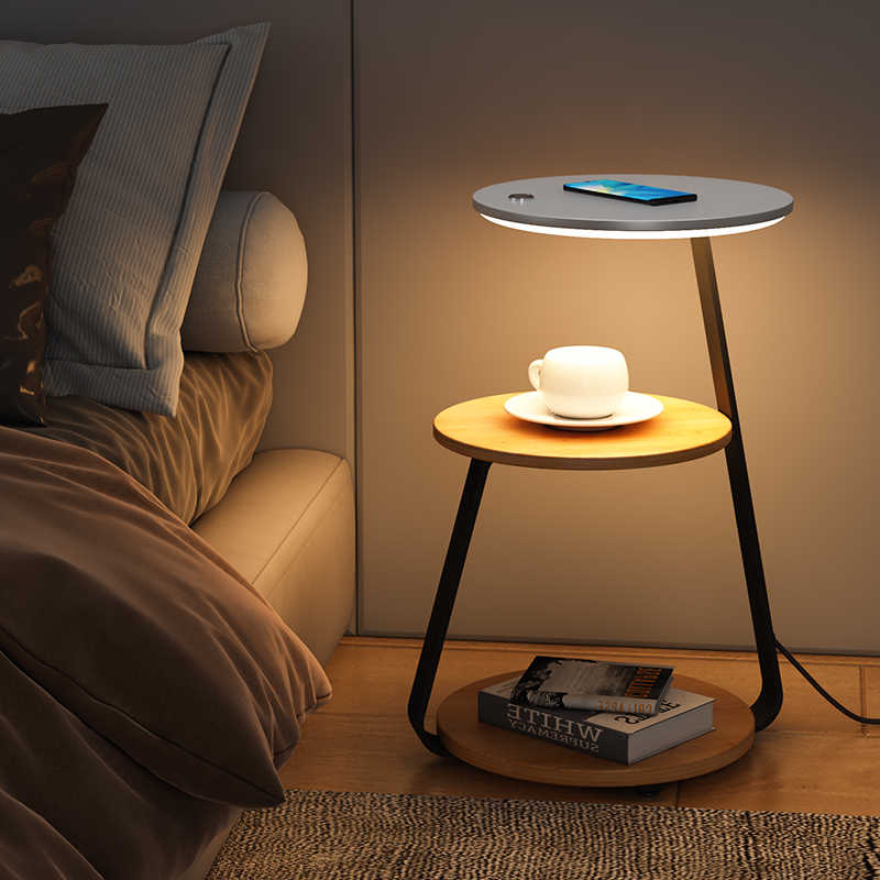 モダンクリエイティブ LED フロアランプ棚付き寝室リビングルームベッドサイドコーヒーテーブル照明家の装飾収納