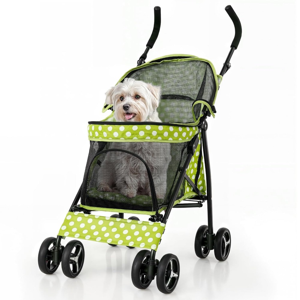 四輪ペットベビーカー折りたたみメッシュ収納中小型猫犬用