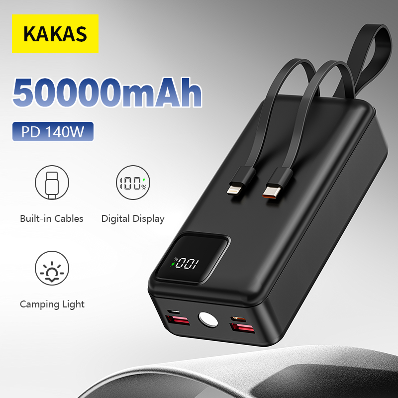 KAKAS ブランド 50000mAh/27000mAh パワーバンク内蔵ケーブル航空会社承認の高速充電外部バッテリー充電器パワーバンク