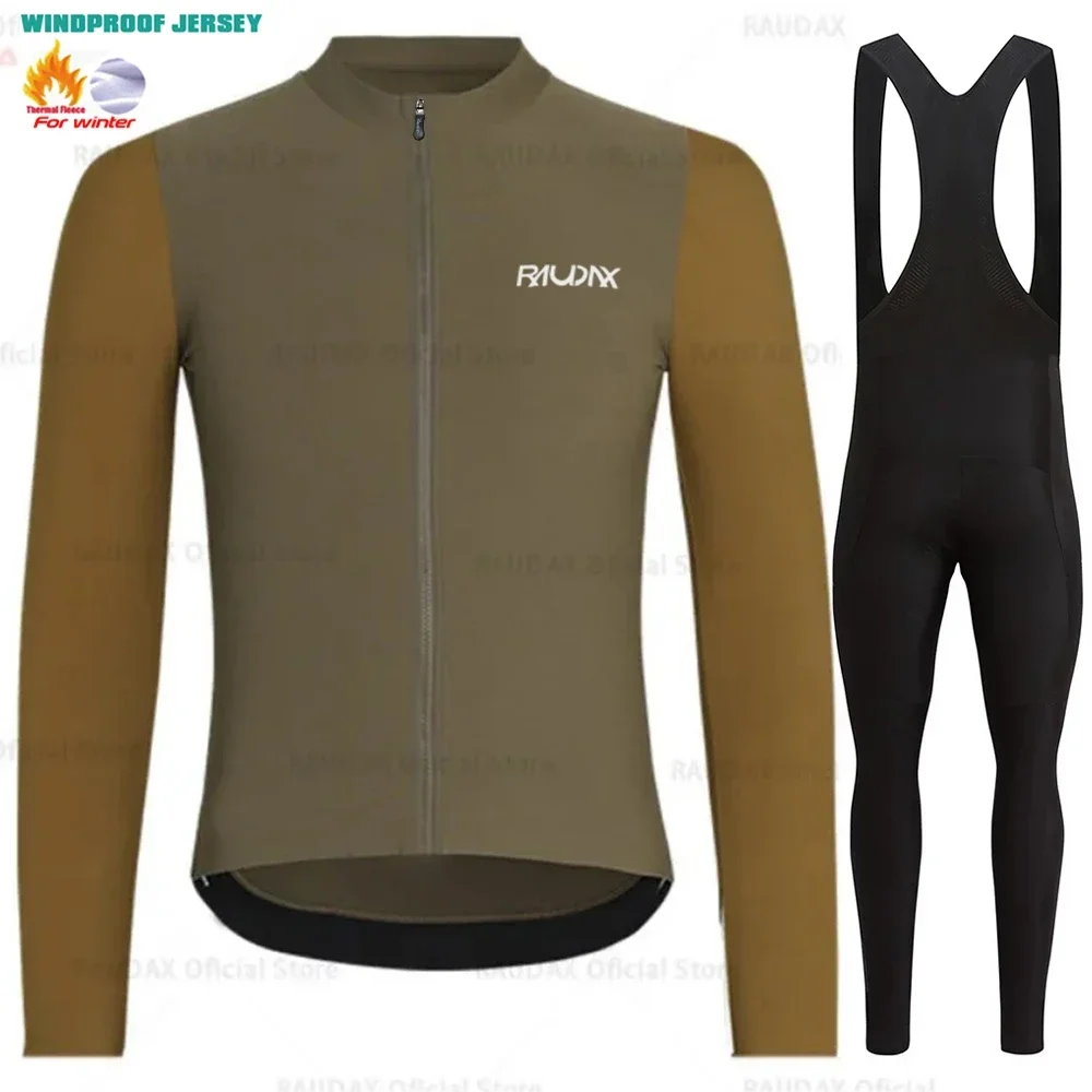 RAUDAX プロサイクリングシャツ冬サーマルフリース服自転車服ジャージメンズブラウスバイク用品 2024 セット男