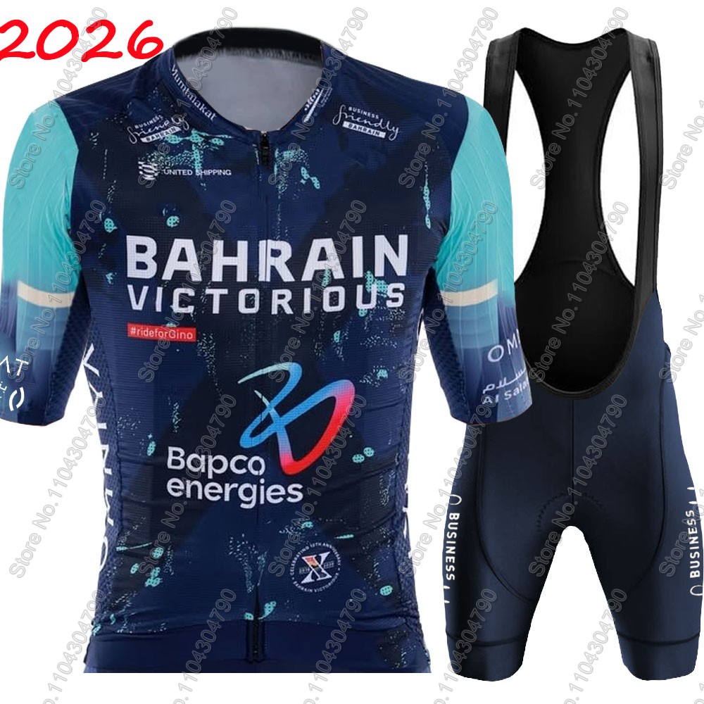 2026 バーレーン勝利チームサイクリングジャージセット夏男性服ロードバイクシャツスーツ自転車ビブショーツ MTB Ropa マイヨ