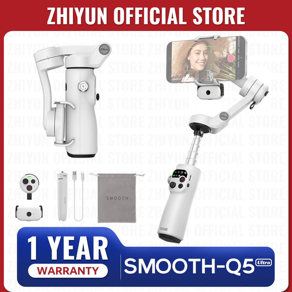 ZHIYUN 公式 SMOOTH Q5 Ultra Phone ジンバル スタビライザー 取り外し可能な音声リモコン AI トラッカー内蔵延長ロッド付き