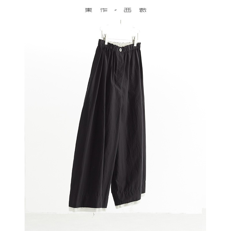 カラーブロックワイドレッグパンツ、女性用クロップドパンツ、ゆったりプラスサイズパンツ、2026年春夏新作