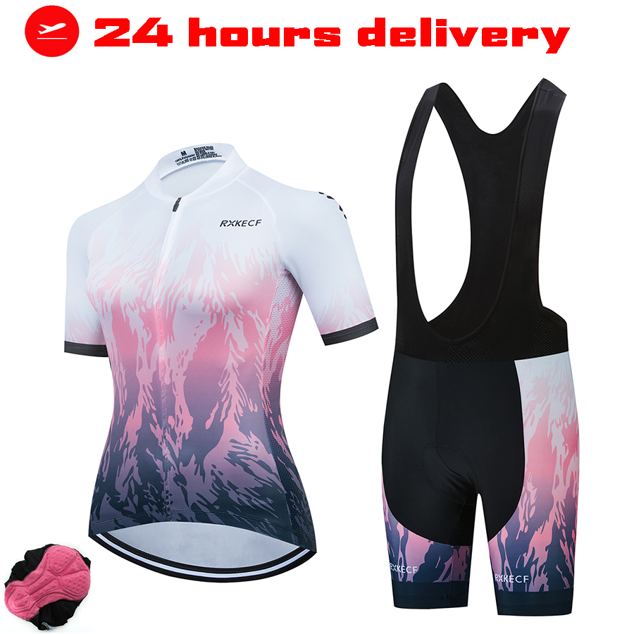 RXKECF プロ 2023 女性半袖サイクリングジャージセットスポーツ衣装自転車服キット Mtb マイヨサイクリスト自転車服