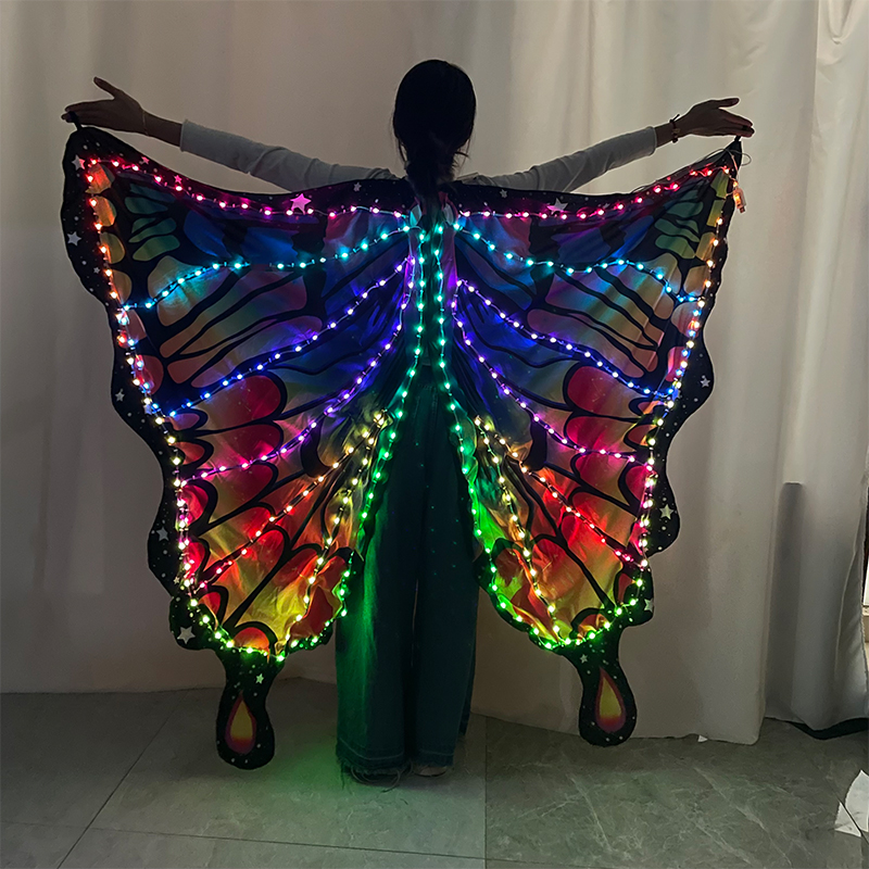 大人子供 Led 蝶の羽発光妖精の羽アプリ制御 LED 蝶マント森ダンスウェアキャンパスパフォーマンス衣装