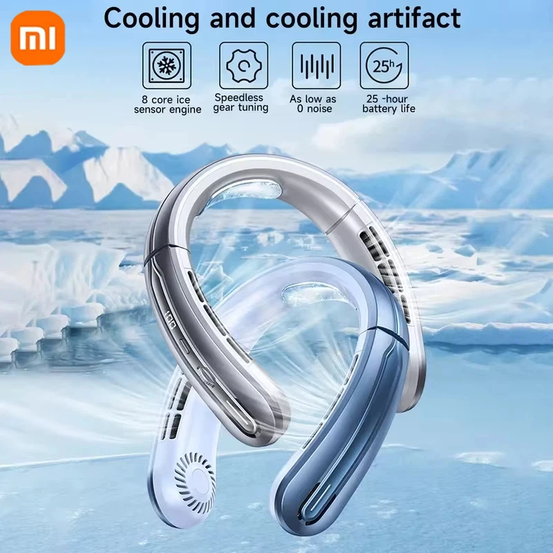 Xiaomi MIJIA 吊り首ファンポータブルブレードレス USB 充電式ミュート LED デジタルディスプレイ電気空気クーラー USB ハンドヘルドファン