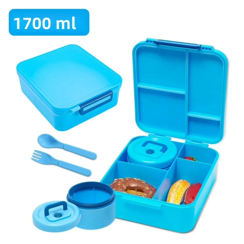 スープ付き弁当弁当箱 サーモジャー 漏れ防止 4コンパートメント ランチフードコンテナ 学校用サーモ断熱ホットフードジャー