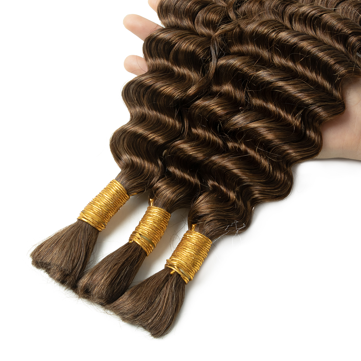 #Chocolate Brow Deep Wave Hair Bulk Extensions Remy Hair Bundles Human Hair DIY Box Braids Loose Deep Hair Bulk Bundle16-24 inch