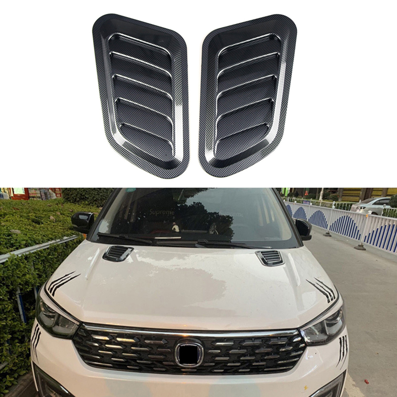 2 個ユニバーサル吸気スクープターボボンネットベントカバーフード ABS 車のフード空気出口装飾炭素繊維偽ベントフード車両