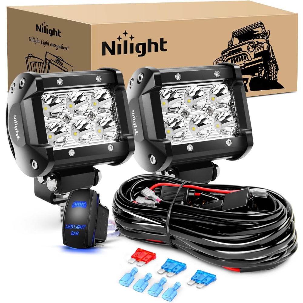 Nilight LED ライトバー スポット Led ポッド オフロード ライト キット 5Pin ロッカー スイッチ バー配線ハーネス キット トラック SUV ATV UTV 車ランプ用