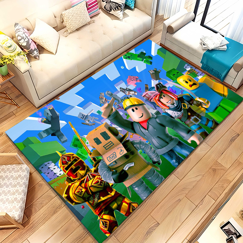 ゲーム R-Robloxs 漫画リビングルームノンスリップエリアラグソフトカーペット寝室子供プレイルームソファ、家の装飾玄関マットギフト