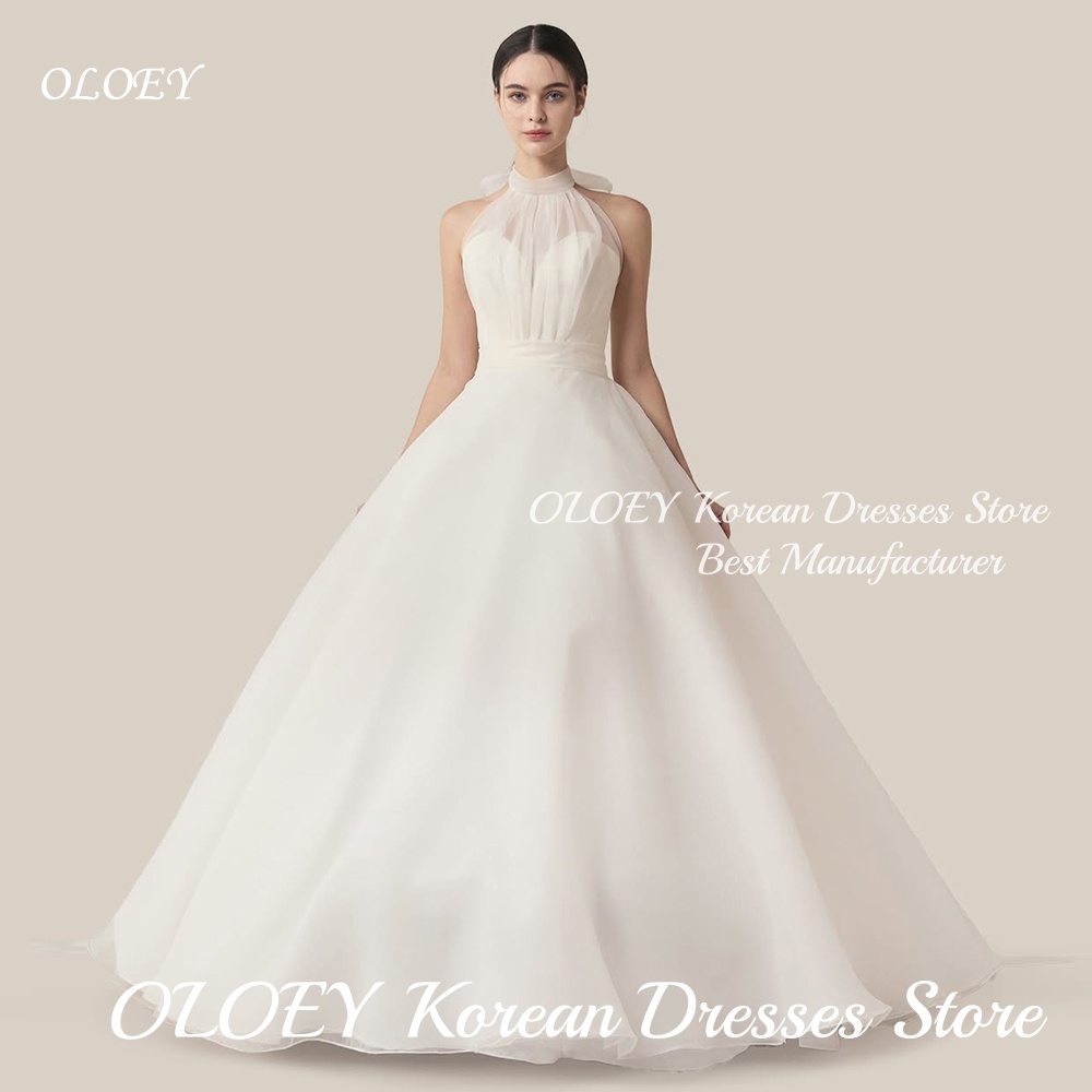 OLOEY 2026 シンプルなホルターノースリーブオーガンザのウェディングドレスブライダルガウンフロアレングス Vestidos Novias Boda 女性カスタマイズ