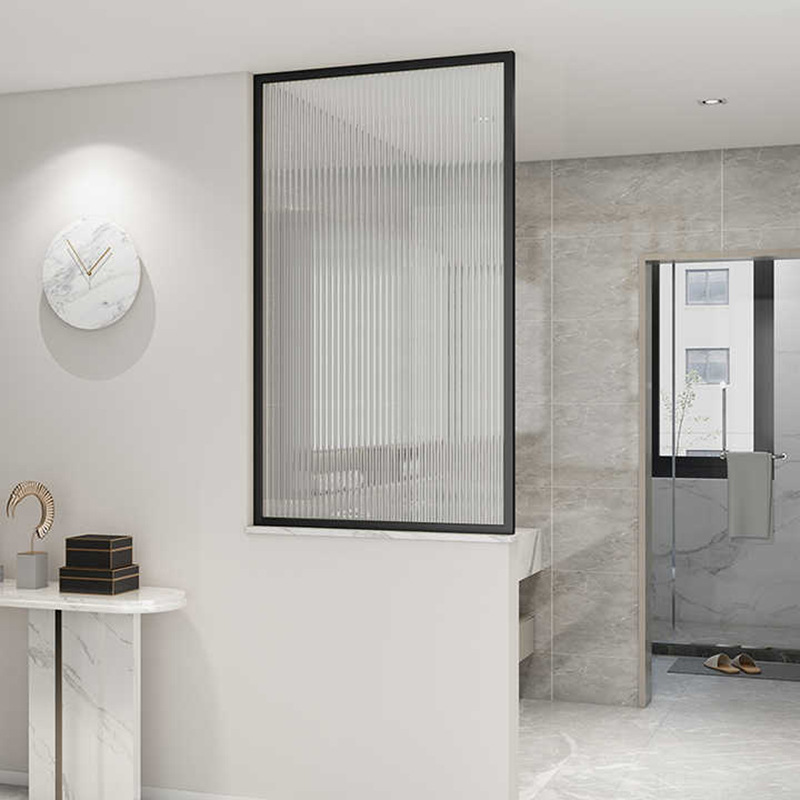 #Cream style entrance living room screen factory bathroom water ripple tempered glass partition screen