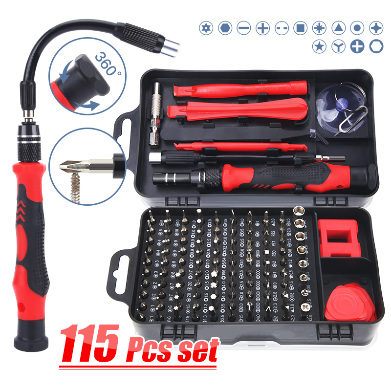 LIDIAO 115 in 1 精密ドライバーセット多機能磁気修復ツールキットコンピュータラップトップ電話家庭用修理