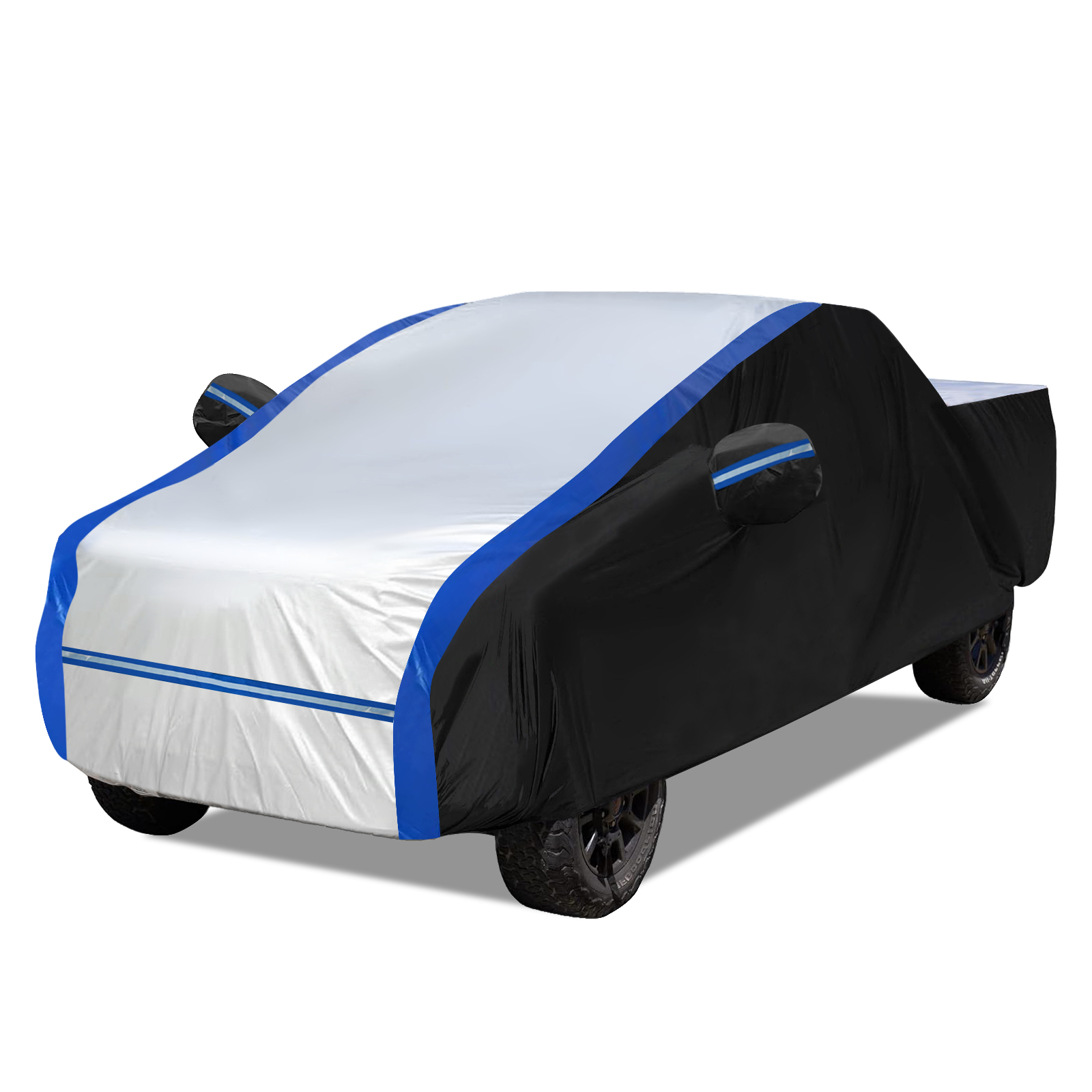 ネバーランドユニバーサルピックアップトラックフルカーカバー屋外防水日雨雪防塵保護 UV 車シルバー自動車ケースカバー