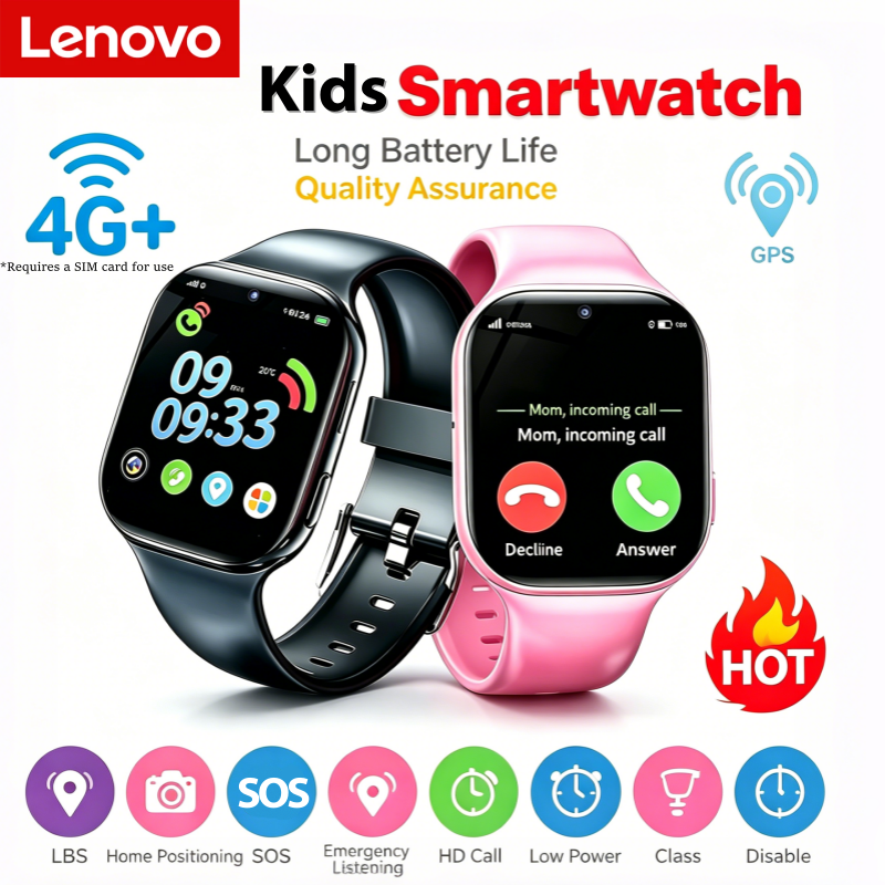 レノボキッズスマートウォッチ SIM 多機能防水 SOS GPS 位置カメラ通話 SIM カード子供ギフト用スポーツ DigitalWatch