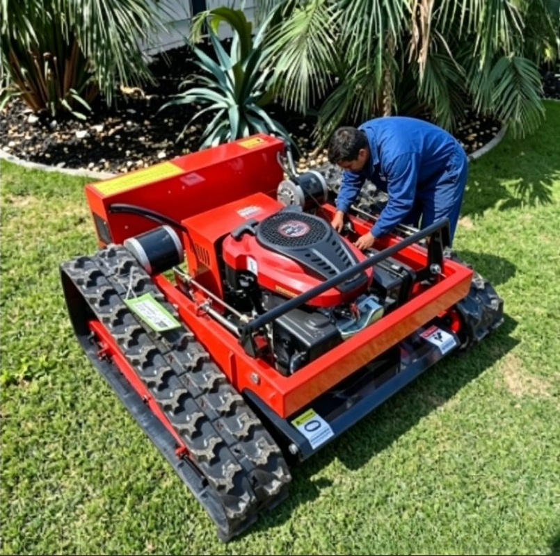 カスタマイズされた 550 ミリメートル芝刈りロボットクローラー車輪付きリモートコントロール芝刈り機 CE EPA 証明書ロボットリモート芝刈り機