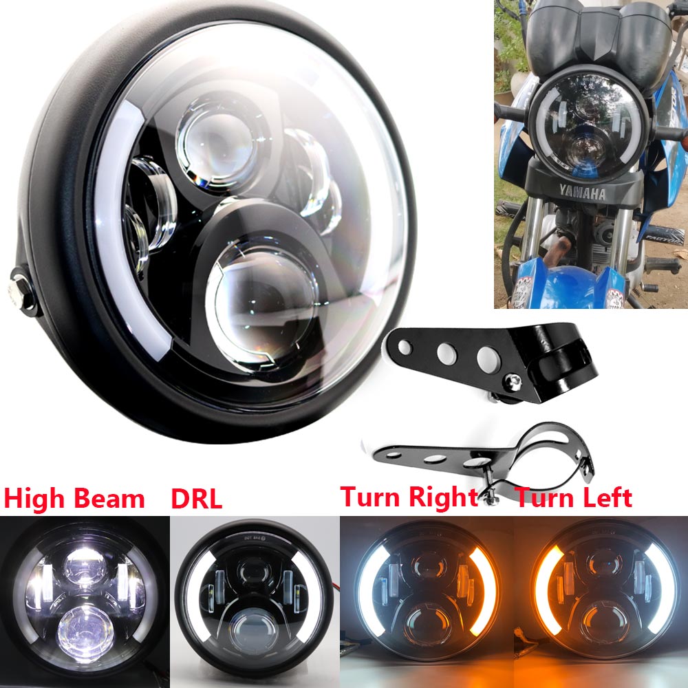 ユニバーサル 7 "LED オートバイヘッドライト DRL ヘッドランプホンダヤマハスズキ勝利カワサキ 7.5 インチランプハウジングアクセサリー